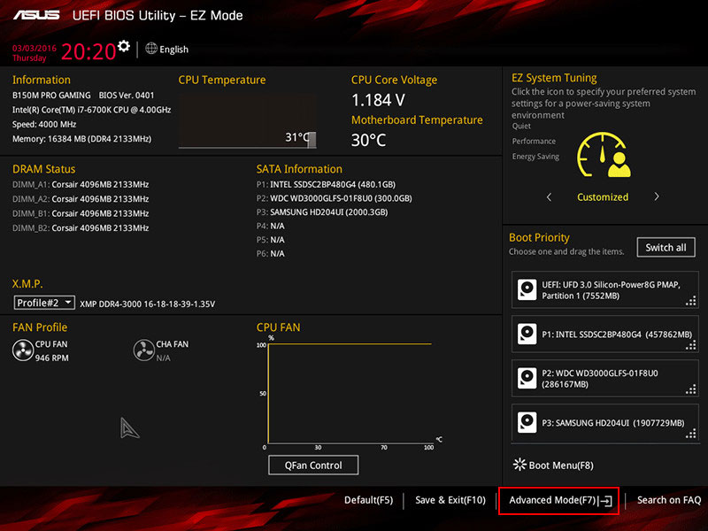 Configuration RAID dans le BIOS Asus