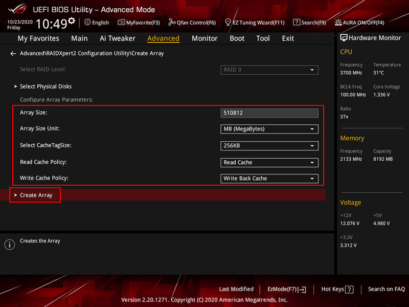 Configuration RAID dans le BIOS Asus