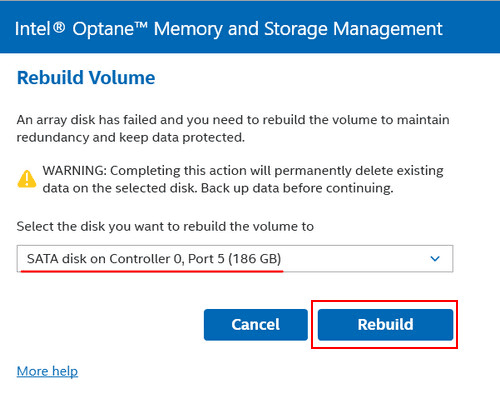 Création de RAID avec Intel Rapid Storage Technology