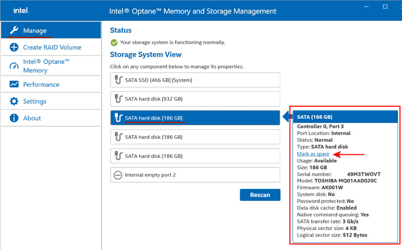 Technologie Intel Rapid Storage