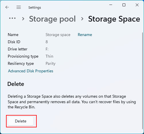 Comment supprimer un espace de stockage dans Windows 11