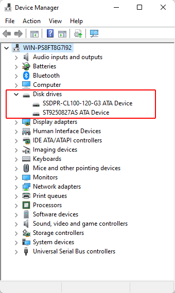 Disk Drives section