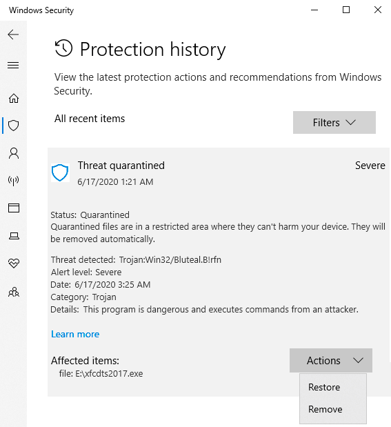 Comment récupérer des fichiers supprimés par Windows Defender