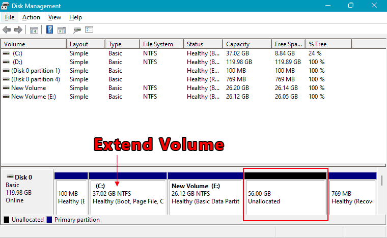 Étendre le volume non disponible sous Windows 11