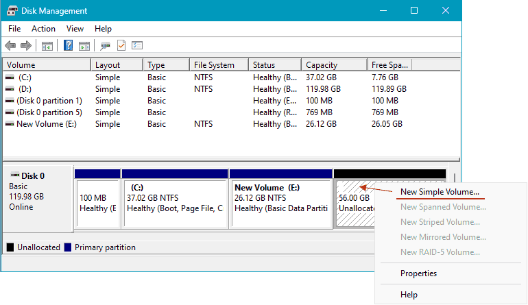 Étendre le volume non disponible sous Windows 11