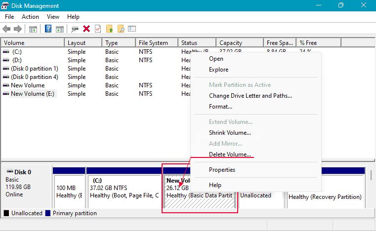 Étendre le volume non disponible sous Windows 11