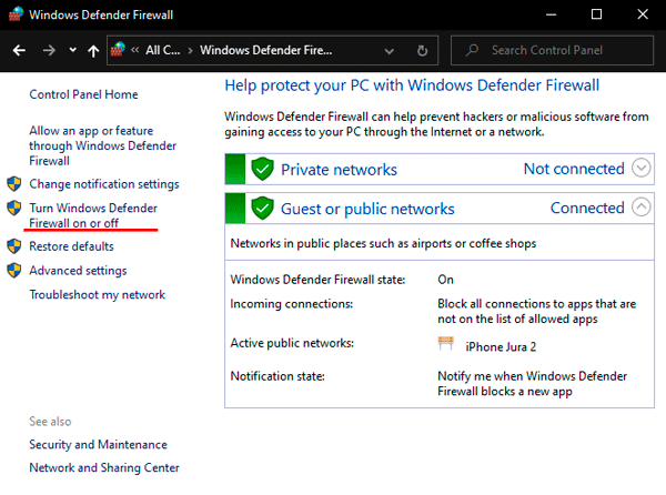 How can I setup and shutdown Windows Firewall
