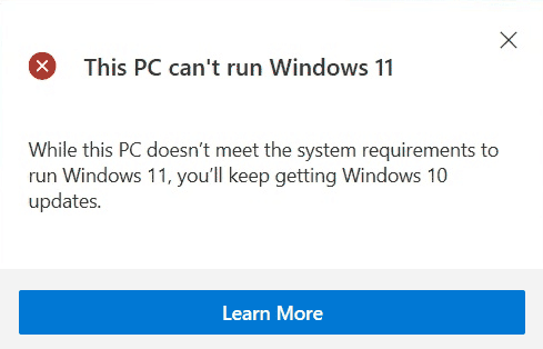 Cet ordinateur ne peut pas exécuter Windows 11