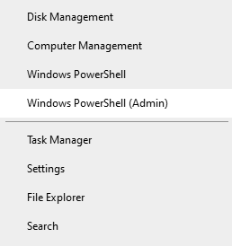 Ouverture de Windows PowerShell (Admin)