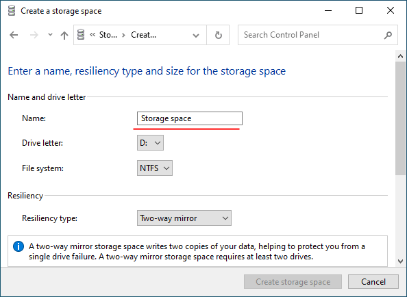 Entering the RAID array name Entering the RAID array name
