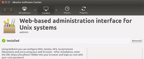 Webmin installé Webmin installé