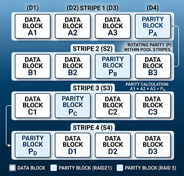 ARCHITECTURE RAIDZ1 ou RAID 5 ARCHITECTURE RAIDZ1 ou RAID 5