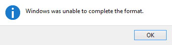 Erreur de formatage du disque sous Windows