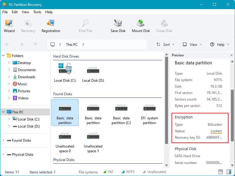 RS Partition Recovery détecte un volume BitLocker RS Partition Recovery détecte un volume BitLocker