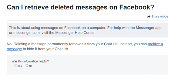 Comment récupérer des messages Facebook supprimés
