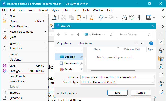 Copie de Sauvegarde LibreOffice