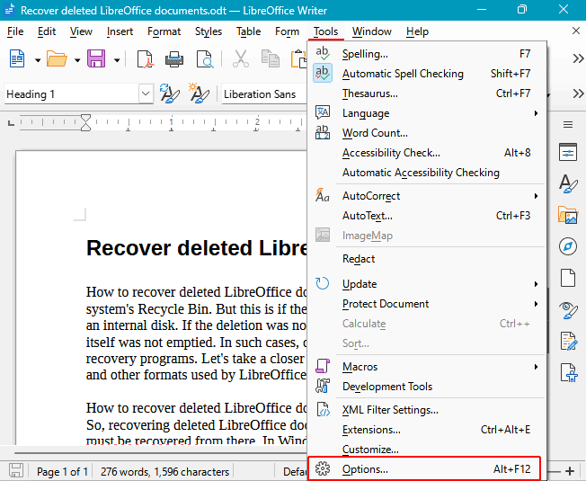 Récupération de Documents LibreOffice Non Enregistrés