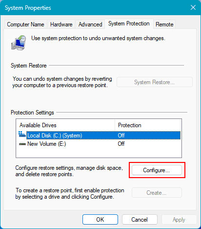 Protection du Système sous Windows 11