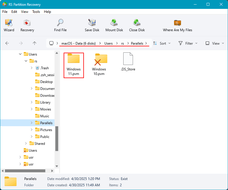 Récupération de données depuis des machines virtuelles Parallels Récupération de données depuis des machines virtuelles Parallels