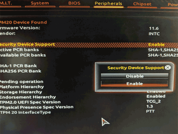 Activation du TPM 2.0 sur les ordinateurs Gigabyte Activation du TPM 2.0 sur les ordinateurs Gigabyte