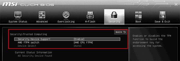Activation du TPM 2.0 sur les ordinateurs MSI Activation du TPM 2.0 sur les ordinateurs MSI