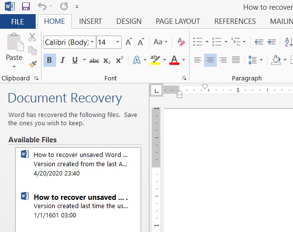 Comment récupérer des documents Microsoft Word non enregistrés