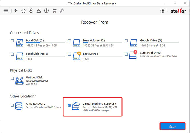Récupération de données à partir de disques VMDK - RS Partition Recovery