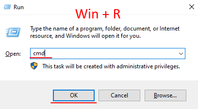 Using cmd in Run menu