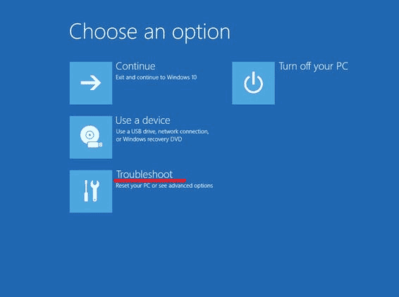 Dépannage dans l'environnement de récupération de Windows